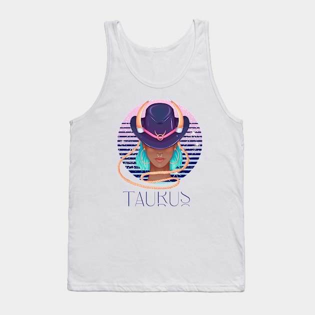 Taurus Zodiac Sign | Circle Beautiful Girl Tank Top by Violete Designs